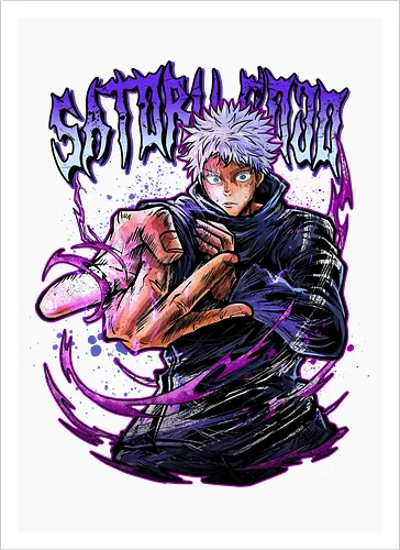 Gojo Neon Cursed Energy JJK Color - otaku streetwear, JJK colorful, Gojo Satoru, Jujutsu, neon purple, electric energy, DTF print, rave anime - Artprint