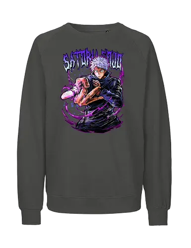 Gojo Neon Cursed Energy JJK Color - otaku streetwear, JJK colorful, Gojo Satoru, Jujutsu, neon purple, electric energy, DTF print, rave anime - Fairtrade Sweatshirt