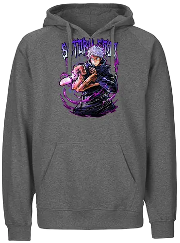 Gojo Neon Cursed Energy JJK Color - otaku streetwear, JJK colorful, Gojo Satoru, Jujutsu, neon purple, electric energy, DTF print, rave anime - Fairtrade Hoodie