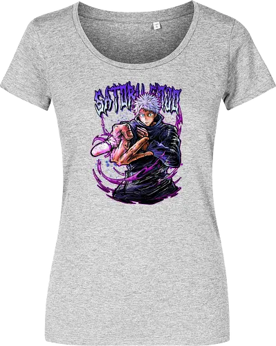 Gojo Neon Cursed Energy JJK Color - otaku streetwear, JJK colorful, Gojo Satoru, Jujutsu, neon purple, electric energy, DTF print, rave anime - Women T-Shirt