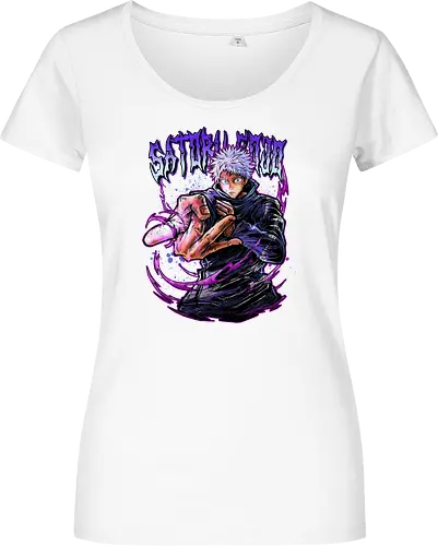 Gojo Neon Cursed Energy JJK Color - otaku streetwear, JJK colorful, Gojo Satoru, Jujutsu, neon purple, electric energy, DTF print, rave anime - Women T-Shirt