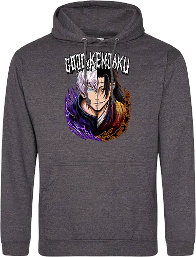 Gojo Kenjaku Two Faces One War JJK - Gojo Satoru, Kenjaku, Jujutsu, split face, two enemies, manga duality, anime fan gift, JJK arc art - Standard Hoodie
