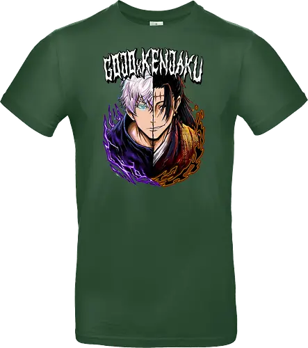 Gojo Kenjaku Two Faces One War JJK - Gojo Satoru, Kenjaku, Jujutsu, split face, two enemies, manga duality, anime fan gift, JJK arc art - Standard T-Shirt