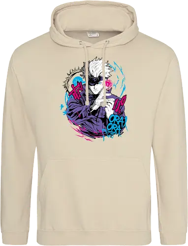 Gojo Prison Realm Oral Chaos JJK - Gojo Satoru, Prison Realm, Jujutsu, sealed sorcerer, graffiti anime, street art style, weeb tee, JJK fan merch - Standard Hoodie