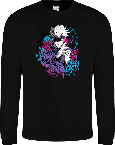 Gojo Prison Realm Oral Chaos JJK - Gojo Satoru, Prison Realm, Jujutsu, sealed sorcerer, graffiti anime, street art style, weeb tee, JJK fan merch - Sweatshirt