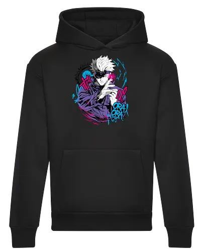 Gojo Prison Realm Oral Chaos JJK - Gojo Satoru, Prison Realm, Jujutsu, sealed sorcerer, graffiti anime, street art style, weeb tee, JJK fan merch - Heavyweight Hoodie