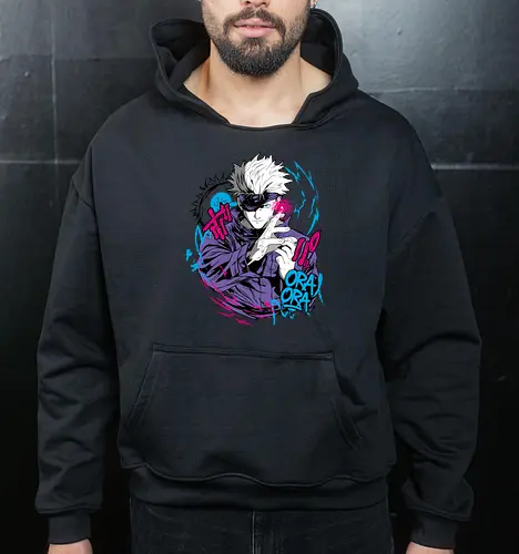 Gojo Prison Realm Oral Chaos JJK - Gojo Satoru, Prison Realm, Jujutsu, sealed sorcerer, graffiti anime, street art style, weeb tee, JJK fan merch - Cropped Hoodie