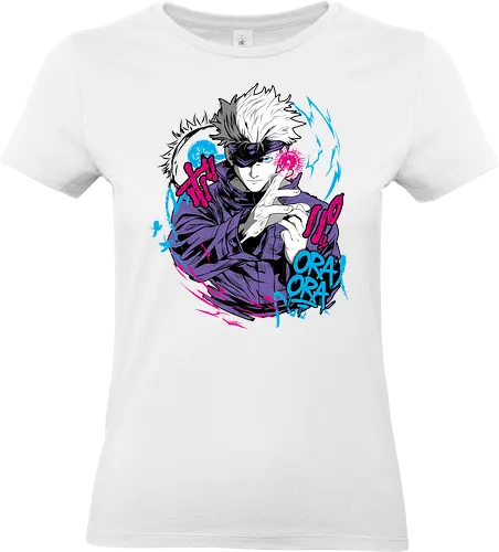 Gojo Prison Realm Oral Chaos JJK - Gojo Satoru, Prison Realm, Jujutsu, sealed sorcerer, graffiti anime, street art style, weeb tee, JJK fan merch - Standard T-Shirt (Women)
