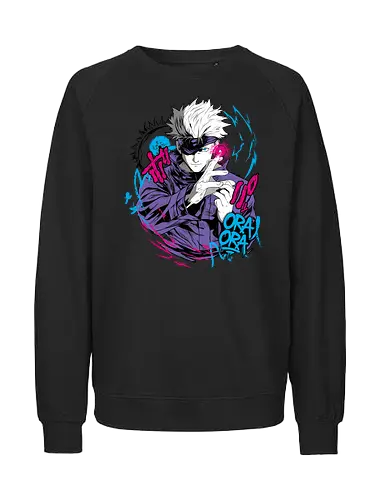 Gojo Prison Realm Oral Chaos JJK - Gojo Satoru, Prison Realm, Jujutsu, sealed sorcerer, graffiti anime, street art style, weeb tee, JJK fan merch - Fairtrade Sweatshirt