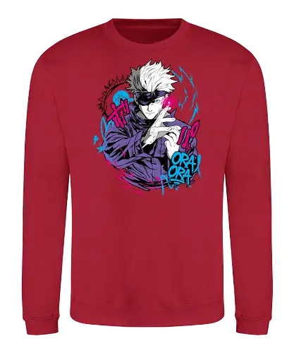 Gojo Prison Realm Oral Chaos JJK - Gojo Satoru, Prison Realm, Jujutsu, sealed sorcerer, graffiti anime, street art style, weeb tee, JJK fan merch - Sweatshirt