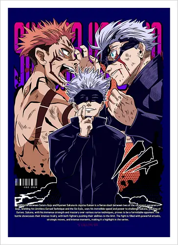 Gojo Sukuna Ultimate Showdown JJK - Gojo Satoru, Sukuna, Jujutsu, ultimate battle, manga clash, strongest vs king, anime rivalry, JJK gift - Artprint