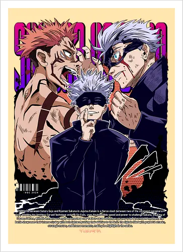 Gojo Sukuna Ultimate Showdown JJK - Gojo Satoru, Sukuna, Jujutsu, ultimate battle, manga clash, strongest vs king, anime rivalry, JJK gift - Artprint