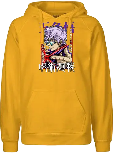 Gojo Satoru Reborn Legend Jujutsu - Jujutsu, legend returns, manga portrait, iconic sorcerer, anime lover gift, JJK aesthetic, white hair warrior, Gojo Satoru - Fairtrade Hoodie