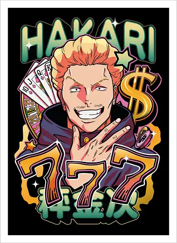 Hakari Jackpot Lucky Gambler JJK Energy - Hakari Kinji, Jujutsu, jackpot technique, lucky gambler, 777 anime, casino manga, otaku birthday gift, JJK rising star - Artprint
