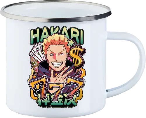 Hakari Jackpot Lucky Gambler JJK Energy - Hakari Kinji, Jujutsu, jackpot technique, lucky gambler, 777 anime, casino manga, otaku birthday gift, JJK rising star - Enamel Mug