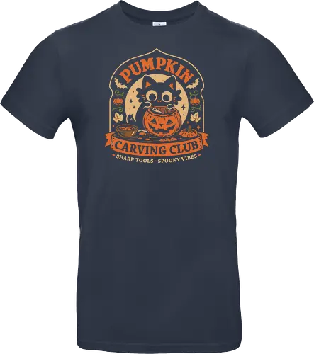 Pumpkin Carving Club - Black Cat - black cat, pumpkin, halloween, carving, jack o lantern, spooky season, october, autumn, fall, kittens, trick or treat, crafting, vintage - Standard T-Shirt