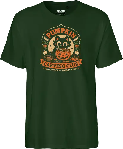 Pumpkin Carving Club - Black Cat - black cat, pumpkin, halloween, carving, jack o lantern, spooky season, october, autumn, fall, kittens, trick or treat, crafting, vintage - Fairtrade T-Shirt