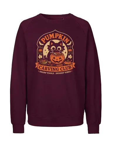 Pumpkin Carving Club - Black Cat - black cat, pumpkin, halloween, carving, jack o lantern, spooky season, october, autumn, fall, kittens, trick or treat, crafting, vintage - Fairtrade Sweatshirt