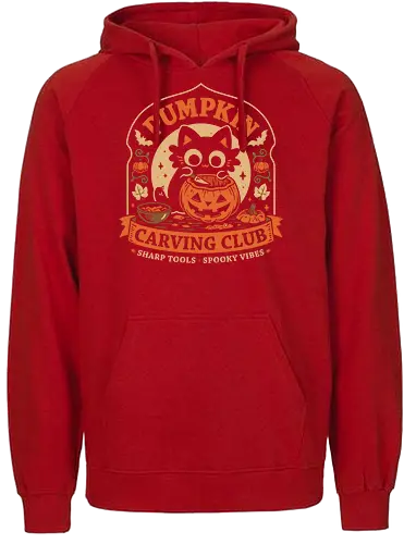 Pumpkin Carving Club - Black Cat - black cat, pumpkin, halloween, carving, jack o lantern, spooky season, october, autumn, fall, kittens, trick or treat, crafting, vintage - Fairtrade Hoodie