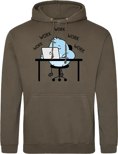 Corporate Grind: The Tired Blue Blob - WFH fashion, funny work shirt, corporate burnout graphic tee, tired monster apparel, office humor streetwear, relatable student clothing, minimalist cartoon desk, lazy day aesthetic tee, remote worker gift, cute exhausted character - Standard Hoodie