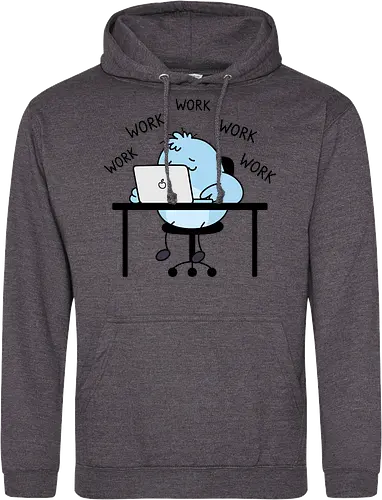 Corporate Grind: The Tired Blue Blob - WFH fashion, funny work shirt, corporate burnout graphic tee, tired monster apparel, office humor streetwear, relatable student clothing, minimalist cartoon desk, lazy day aesthetic tee, remote worker gift, cute exhausted character - Standard Hoodie