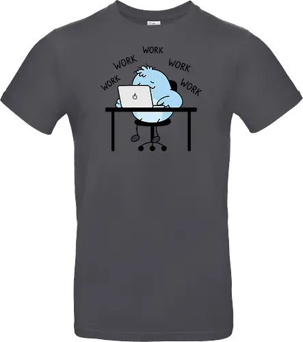 Corporate Grind: The Tired Blue Blob - WFH fashion, funny work shirt, corporate burnout graphic tee, tired monster apparel, office humor streetwear, relatable student clothing, minimalist cartoon desk, lazy day aesthetic tee, remote worker gift, cute exhausted character - Standard T-Shirt