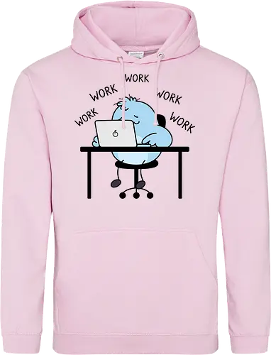 Corporate Grind: The Tired Blue Blob - WFH fashion, funny work shirt, corporate burnout graphic tee, tired monster apparel, office humor streetwear, relatable student clothing, minimalist cartoon desk, lazy day aesthetic tee, remote worker gift, cute exhausted character - Standard Hoodie