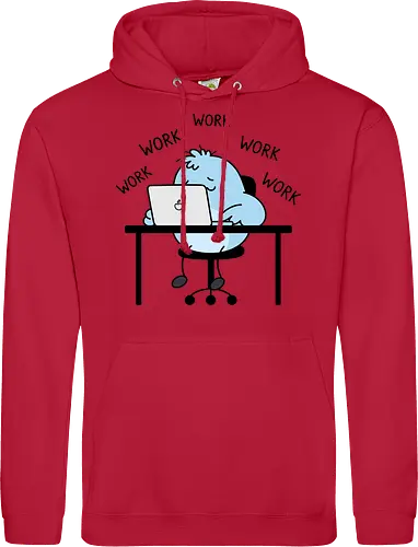Corporate Grind: The Tired Blue Blob - WFH fashion, funny work shirt, corporate burnout graphic tee, tired monster apparel, office humor streetwear, relatable student clothing, minimalist cartoon desk, lazy day aesthetic tee, remote worker gift, cute exhausted character - Standard Hoodie
