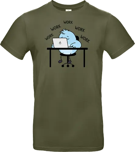 Corporate Grind: The Tired Blue Blob - WFH fashion, funny work shirt, corporate burnout graphic tee, tired monster apparel, office humor streetwear, relatable student clothing, minimalist cartoon desk, lazy day aesthetic tee, remote worker gift, cute exhausted character - Standard T-Shirt