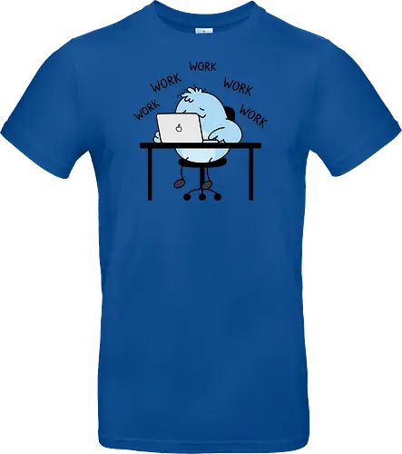 Corporate Grind: The Tired Blue Blob - WFH fashion, funny work shirt, corporate burnout graphic tee, tired monster apparel, office humor streetwear, relatable student clothing, minimalist cartoon desk, lazy day aesthetic tee, remote worker gift, cute exhausted character - Standard T-Shirt