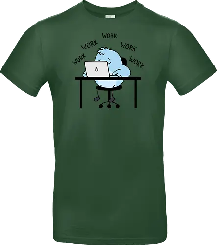 Corporate Grind: The Tired Blue Blob - WFH fashion, funny work shirt, corporate burnout graphic tee, tired monster apparel, office humor streetwear, relatable student clothing, minimalist cartoon desk, lazy day aesthetic tee, remote worker gift, cute exhausted character - Standard T-Shirt