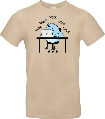 Corporate Grind: The Tired Blue Blob - WFH fashion, funny work shirt, corporate burnout graphic tee, tired monster apparel, office humor streetwear, relatable student clothing, minimalist cartoon desk, lazy day aesthetic tee, remote worker gift, cute exhausted character - Standard T-Shirt