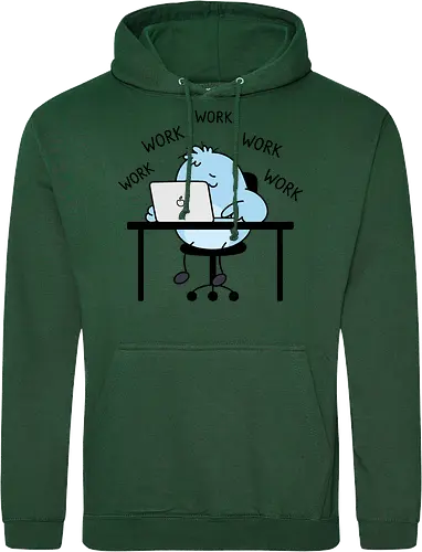Corporate Grind: The Tired Blue Blob - WFH fashion, funny work shirt, corporate burnout graphic tee, tired monster apparel, office humor streetwear, relatable student clothing, minimalist cartoon desk, lazy day aesthetic tee, remote worker gift, cute exhausted character - Standard Hoodie