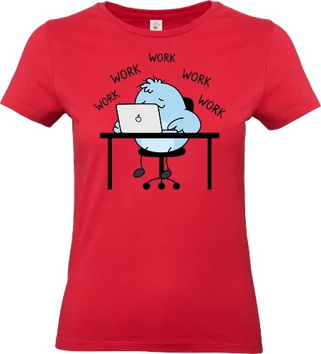 Corporate Grind: The Tired Blue Blob - WFH fashion, funny work shirt, corporate burnout graphic tee, tired monster apparel, office humor streetwear, relatable student clothing, minimalist cartoon desk, lazy day aesthetic tee, remote worker gift, cute exhausted character - Standard T-Shirt (Women)