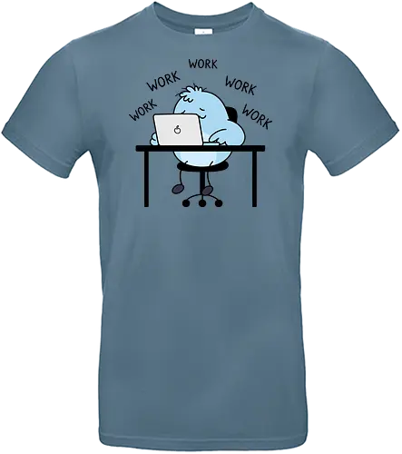 Corporate Grind: The Tired Blue Blob - WFH fashion, funny work shirt, corporate burnout graphic tee, tired monster apparel, office humor streetwear, relatable student clothing, minimalist cartoon desk, lazy day aesthetic tee, remote worker gift, cute exhausted character - Standard T-Shirt