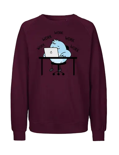 Corporate Grind: The Tired Blue Blob - WFH fashion, funny work shirt, corporate burnout graphic tee, tired monster apparel, office humor streetwear, relatable student clothing, minimalist cartoon desk, lazy day aesthetic tee, remote worker gift, cute exhausted character - Fairtrade Sweatshirt