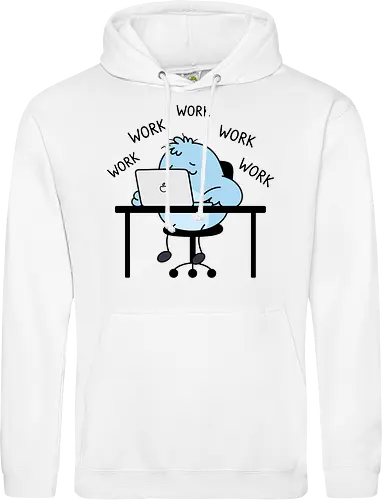 Corporate Grind: The Tired Blue Blob - WFH fashion, funny work shirt, corporate burnout graphic tee, tired monster apparel, office humor streetwear, relatable student clothing, minimalist cartoon desk, lazy day aesthetic tee, remote worker gift, cute exhausted character - Standard Hoodie