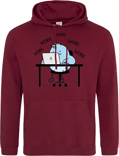 Corporate Grind: The Tired Blue Blob - WFH fashion, funny work shirt, corporate burnout graphic tee, tired monster apparel, office humor streetwear, relatable student clothing, minimalist cartoon desk, lazy day aesthetic tee, remote worker gift, cute exhausted character - Standard Hoodie