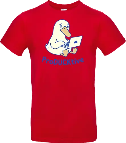 ProDUCKtive: The Stressed Worker - proDUCKtive pun graphic, relatable work apparel, tired student clothing, WFH aesthetic streetwear, cute animal meme tee, minimalist laptop duck design, funny duck shirt, office humor fashion, stressed out merch, funny programmer shirt - Standard T-Shirt