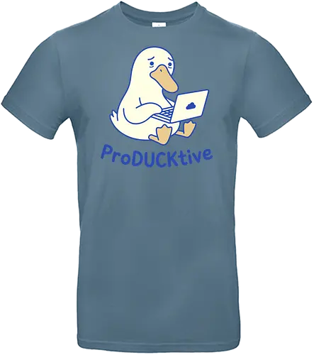 ProDUCKtive: The Stressed Worker - proDUCKtive pun graphic, relatable work apparel, tired student clothing, WFH aesthetic streetwear, cute animal meme tee, minimalist laptop duck design, funny duck shirt, office humor fashion, stressed out merch, funny programmer shirt - Standard T-Shirt