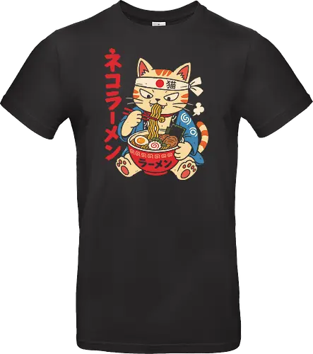 Neko Ramen: The Hungry Chef Cat - slurp noodles design, Japanese ramen shirt, neko cat graphic tee, kawaii anime food apparel, retro Japanese streetwear, sushi chef cat clothing, otaku foodie fashion, vintage linocut aesthetic, cute animal anime shirt, Japanese text graphic tee - Standard T-Shirt