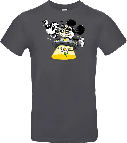 Freaky Alien Maus in UFO - Cartoon Horror Sci-Fi Art - freaky Alien Maus Art, Cartoon Horror Sci-Fi Shirt, Maus UFO dunkles Shirt, Horror Cartoon fliegende Untertasse, Skelett Maus Sci-Fi Art, dunkles rotes Pop Art, alternativer freaky Maus UFO, verrückte Cartoon Sci-Fi Mode, Maus Entführung Blume Art, Underground dunkles Geek Sci-Fi, Horror Nostalgie Cartoon, Punk Maus UFO Cartoon, alternative Sci-Fi Shirt, dunkle Retro Maus Art, chaotischer roter Cartoon Sci-Fi - Standard T-Shirt