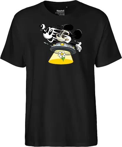 Freaky Alien Maus in UFO - Cartoon Horror Sci-Fi Art - freaky Alien Maus Art, Cartoon Horror Sci-Fi Shirt, Maus UFO dunkles Shirt, Horror Cartoon fliegende Untertasse, Skelett Maus Sci-Fi Art, dunkles rotes Pop Art, alternativer freaky Maus UFO, verrückte Cartoon Sci-Fi Mode, Maus Entführung Blume Art, Underground dunkles Geek Sci-Fi, Horror Nostalgie Cartoon, Punk Maus UFO Cartoon, alternative Sci-Fi Shirt, dunkle Retro Maus Art, chaotischer roter Cartoon Sci-Fi - Fairtrade T-Shirt