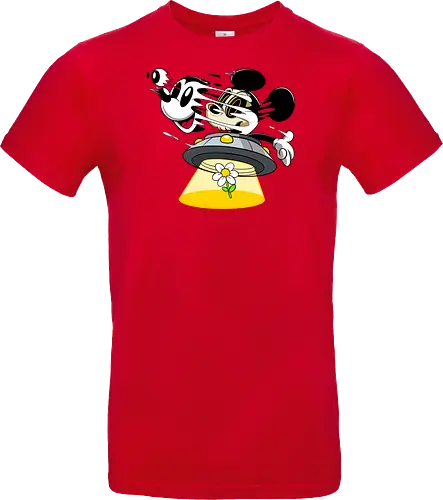 Freaky Alien Maus in UFO - Cartoon Horror Sci-Fi Art - freaky Alien Maus Art, Cartoon Horror Sci-Fi Shirt, Maus UFO dunkles Shirt, Horror Cartoon fliegende Untertasse, Skelett Maus Sci-Fi Art, dunkles rotes Pop Art, alternativer freaky Maus UFO, verrückte Cartoon Sci-Fi Mode, Maus Entführung Blume Art, Underground dunkles Geek Sci-Fi, Horror Nostalgie Cartoon, Punk Maus UFO Cartoon, alternative Sci-Fi Shirt, dunkle Retro Maus Art, chaotischer roter Cartoon Sci-Fi - Standard T-Shirt