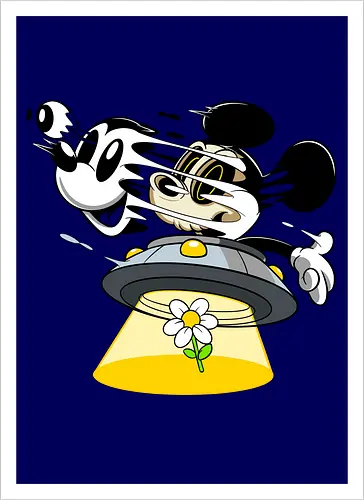 Freaky Alien Maus in UFO - Cartoon Horror Sci-Fi Art - freaky Alien Maus Art, Cartoon Horror Sci-Fi Shirt, Maus UFO dunkles Shirt, Horror Cartoon fliegende Untertasse, Skelett Maus Sci-Fi Art, dunkles rotes Pop Art, alternativer freaky Maus UFO, verrückte Cartoon Sci-Fi Mode, Maus Entführung Blume Art, Underground dunkles Geek Sci-Fi, Horror Nostalgie Cartoon, Punk Maus UFO Cartoon, alternative Sci-Fi Shirt, dunkle Retro Maus Art, chaotischer roter Cartoon Sci-Fi - Artprint