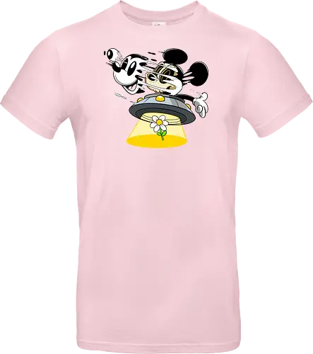 Freaky Alien Maus in UFO - Cartoon Horror Sci-Fi Art - freaky Alien Maus Art, Cartoon Horror Sci-Fi Shirt, Maus UFO dunkles Shirt, Horror Cartoon fliegende Untertasse, Skelett Maus Sci-Fi Art, dunkles rotes Pop Art, alternativer freaky Maus UFO, verrückte Cartoon Sci-Fi Mode, Maus Entführung Blume Art, Underground dunkles Geek Sci-Fi, Horror Nostalgie Cartoon, Punk Maus UFO Cartoon, alternative Sci-Fi Shirt, dunkle Retro Maus Art, chaotischer roter Cartoon Sci-Fi - Standard T-Shirt