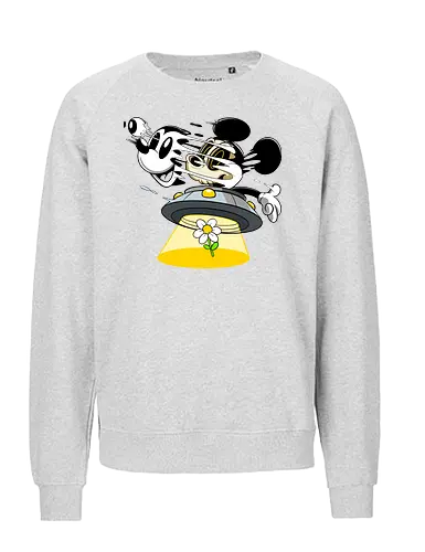Freaky Alien Maus in UFO - Cartoon Horror Sci-Fi Art - freaky Alien Maus Art, Cartoon Horror Sci-Fi Shirt, Maus UFO dunkles Shirt, Horror Cartoon fliegende Untertasse, Skelett Maus Sci-Fi Art, dunkles rotes Pop Art, alternativer freaky Maus UFO, verrückte Cartoon Sci-Fi Mode, Maus Entführung Blume Art, Underground dunkles Geek Sci-Fi, Horror Nostalgie Cartoon, Punk Maus UFO Cartoon, alternative Sci-Fi Shirt, dunkle Retro Maus Art, chaotischer roter Cartoon Sci-Fi - Fairtrade Sweatshirt