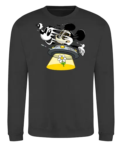 Freaky Alien Maus in UFO - Cartoon Horror Sci-Fi Art - freaky Alien Maus Art, Cartoon Horror Sci-Fi Shirt, Maus UFO dunkles Shirt, Horror Cartoon fliegende Untertasse, Skelett Maus Sci-Fi Art, dunkles rotes Pop Art, alternativer freaky Maus UFO, verrückte Cartoon Sci-Fi Mode, Maus Entführung Blume Art, Underground dunkles Geek Sci-Fi, Horror Nostalgie Cartoon, Punk Maus UFO Cartoon, alternative Sci-Fi Shirt, dunkle Retro Maus Art, chaotischer roter Cartoon Sci-Fi - Sweatshirt