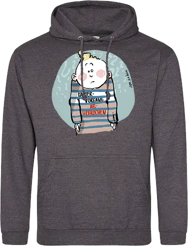 Kapiervorgang abgebrochen - Selbstironie, Streifenpulli, Spruchshirt, deutsch, Ringelpullisprüche, Ringeldinger, streifenweise, Spruch, Weisheit, Motivation, Ringelpulli, SprücheShirt, Cartoon Illustration, Statement, Ostfriesland, Nordsee, Handgezeichnet, Humor - Standard Hoodie