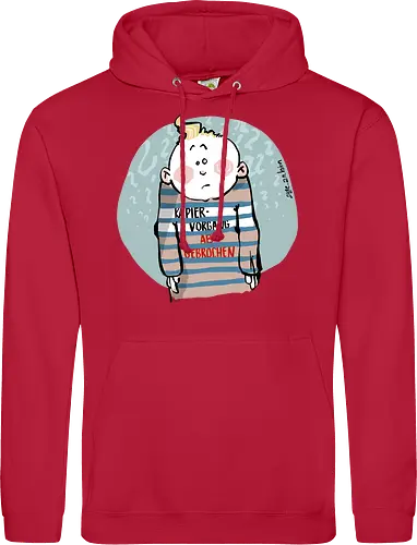 Kapiervorgang abgebrochen - Selbstironie, Streifenpulli, Spruchshirt, deutsch, Ringelpullisprüche, Ringeldinger, streifenweise, Spruch, Weisheit, Motivation, Ringelpulli, SprücheShirt, Cartoon Illustration, Statement, Ostfriesland, Nordsee, Handgezeichnet, Humor - Standard Hoodie